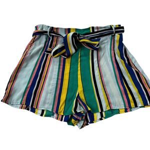 Forever 21 Multicolor Striped High Rise Mini Shorts Women's Size Medium  67-39-2